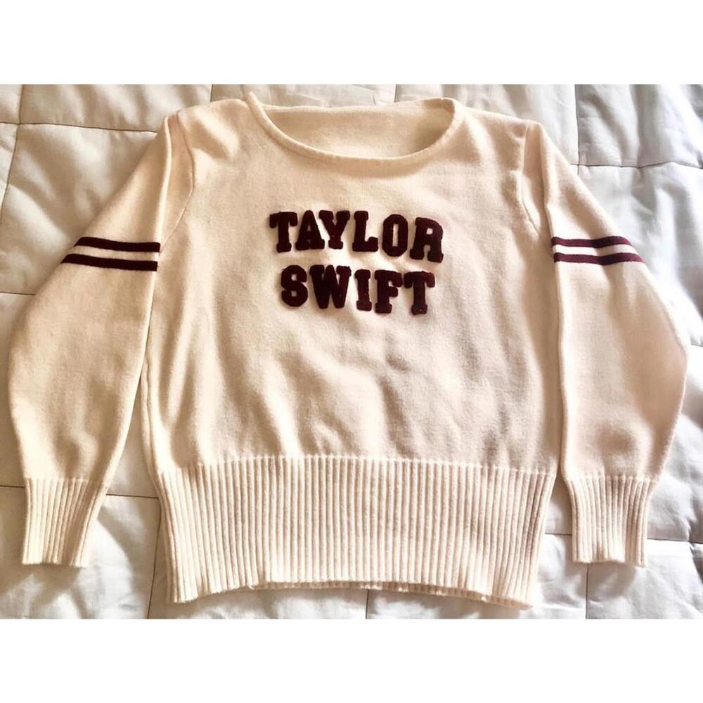 Taylor Swift Red Era Ivory Pullover Varsity Sweater  - Sz XS